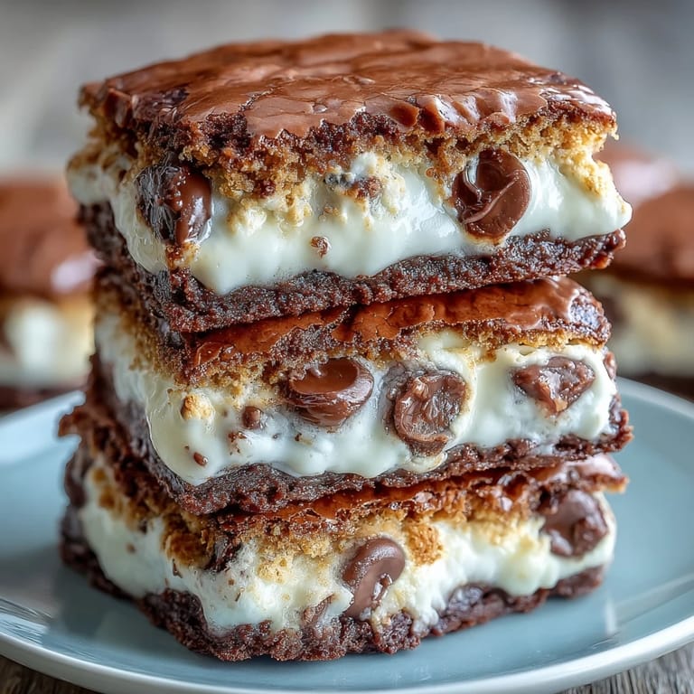 Chocolate brownie cookies loaded with marshmallows and graham crackers for a campfire treat.  